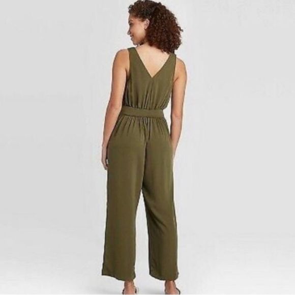 A NEW DAY Jumpsuit Deep Blush Sleeveless Elastic Waist Tie Belt Slip On SZ S NWT - Picture 9 of 10